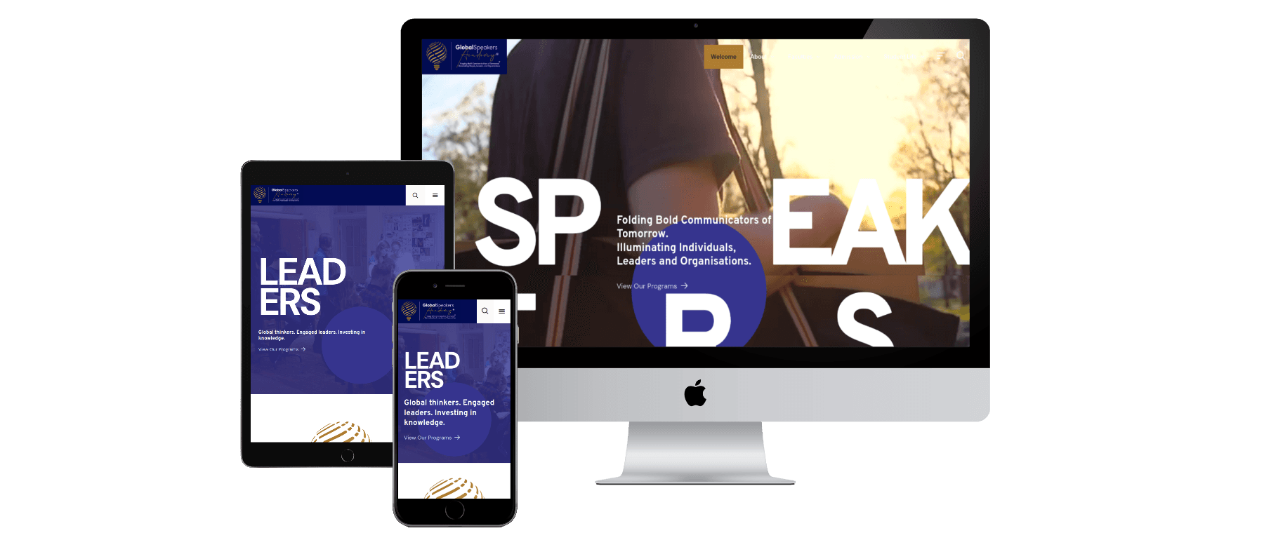 Global Speaker Academy — website design by Insly Host