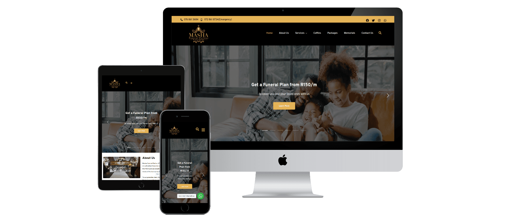 Masha Funeral — website design by Insly Host